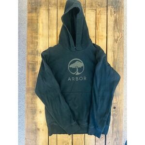 Arbor Collective Mens Logo Pullover Hoodie Black Skate‎ Surf Fleece Sweatshirt M